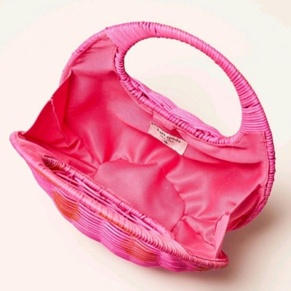 Kate Spade New York X Target- Pink and Orange Polka Dot Wicker Crescent Bag - Picture 4 of 4